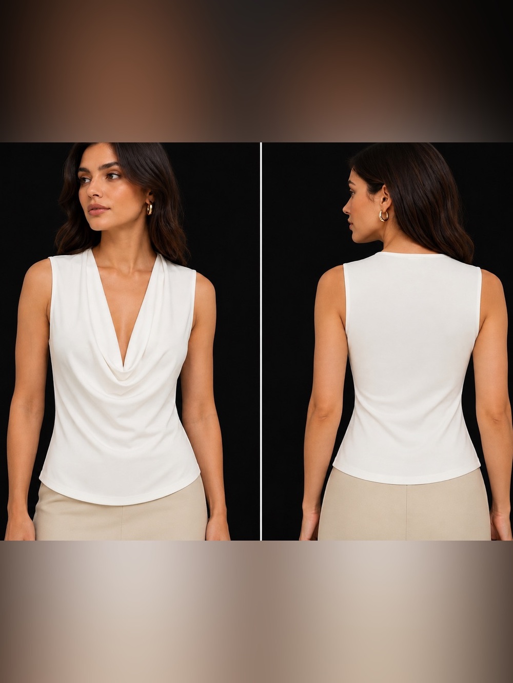 NWT ZARA White Flowing Draped Cowl Neck Sleeveless Top